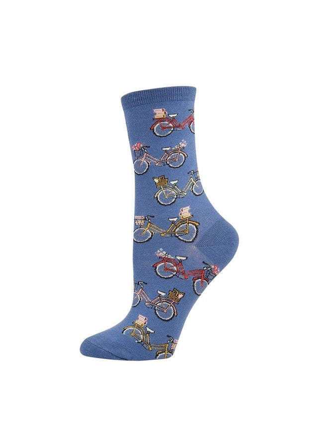 Socksmith Women's Vintage Bike Crew Socks, Periwinkle, Medium