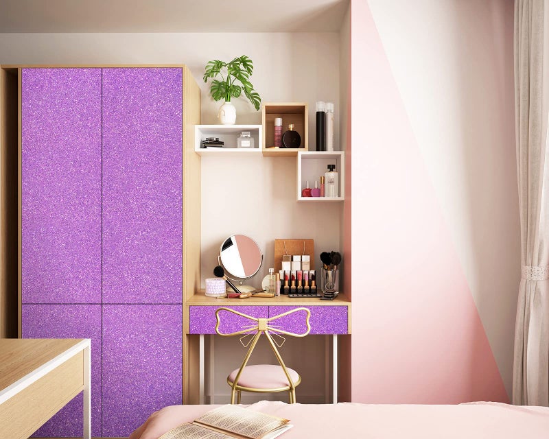 Kitico Glitter Purple Peel and Stick Wallpaper - Self Adhesive Decorative DIY Decoration 17.7"x197" - Image 2