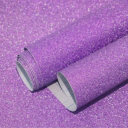 Kitico Glitter Purple Peel and Stick Wallpaper - Self Adhesive Decorative DIY Decoration 17.7"x197" - Image 1