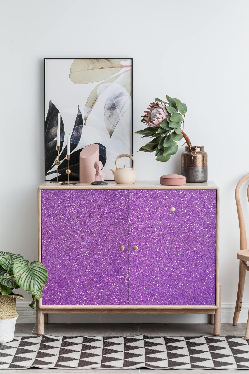 Kitico Glitter Purple Peel and Stick Wallpaper - Self Adhesive Decorative DIY Decoration 17.7"x197" - Image 4