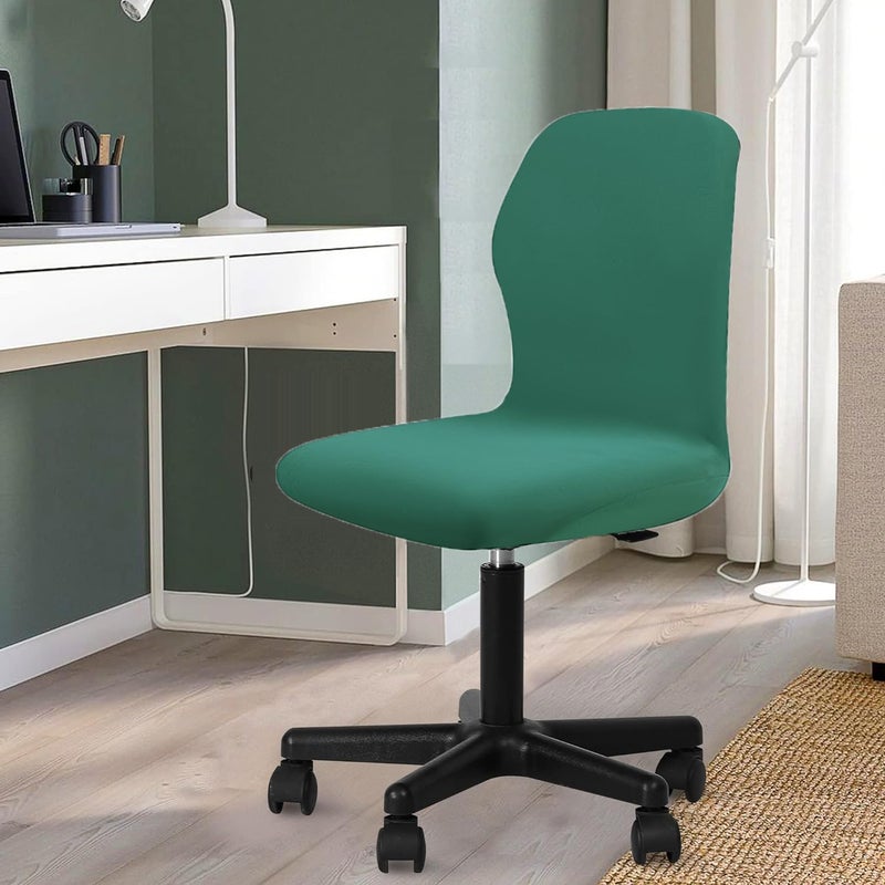 Deisy Dee Velvet Stretch Chair Armless Armless - Clotful Stretch Slipcover للكراسي المكتبية (Kelly) - Image 2