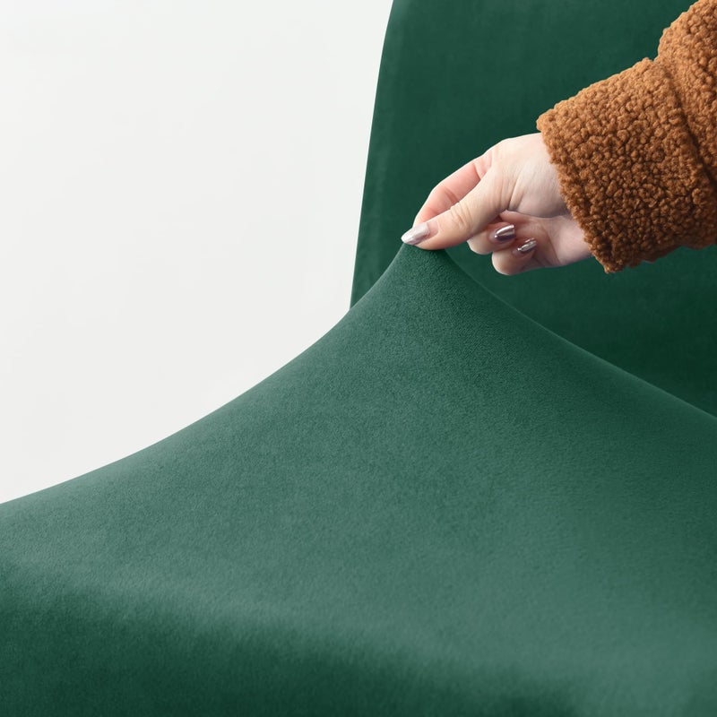 Deisy Dee Velvet Stretch Chair Armless Armless - Clotful Stretch Slipcover للكراسي المكتبية (Kelly) - Image 5
