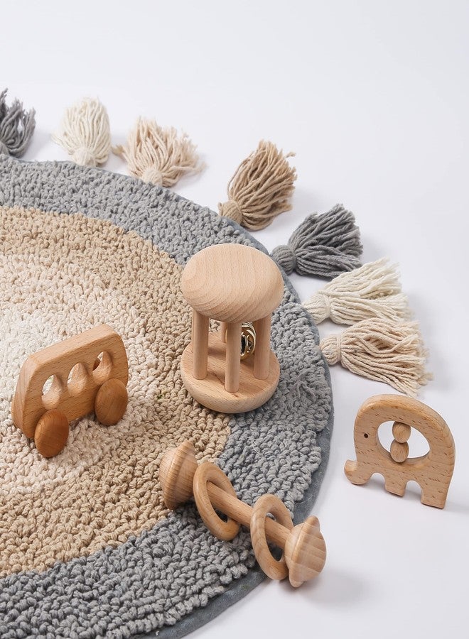 let's make Organic Wooden Baby Rattle Toy Montessori Rattle Roller Waldorf Inspired Grasping Toddler Toys - Image 3