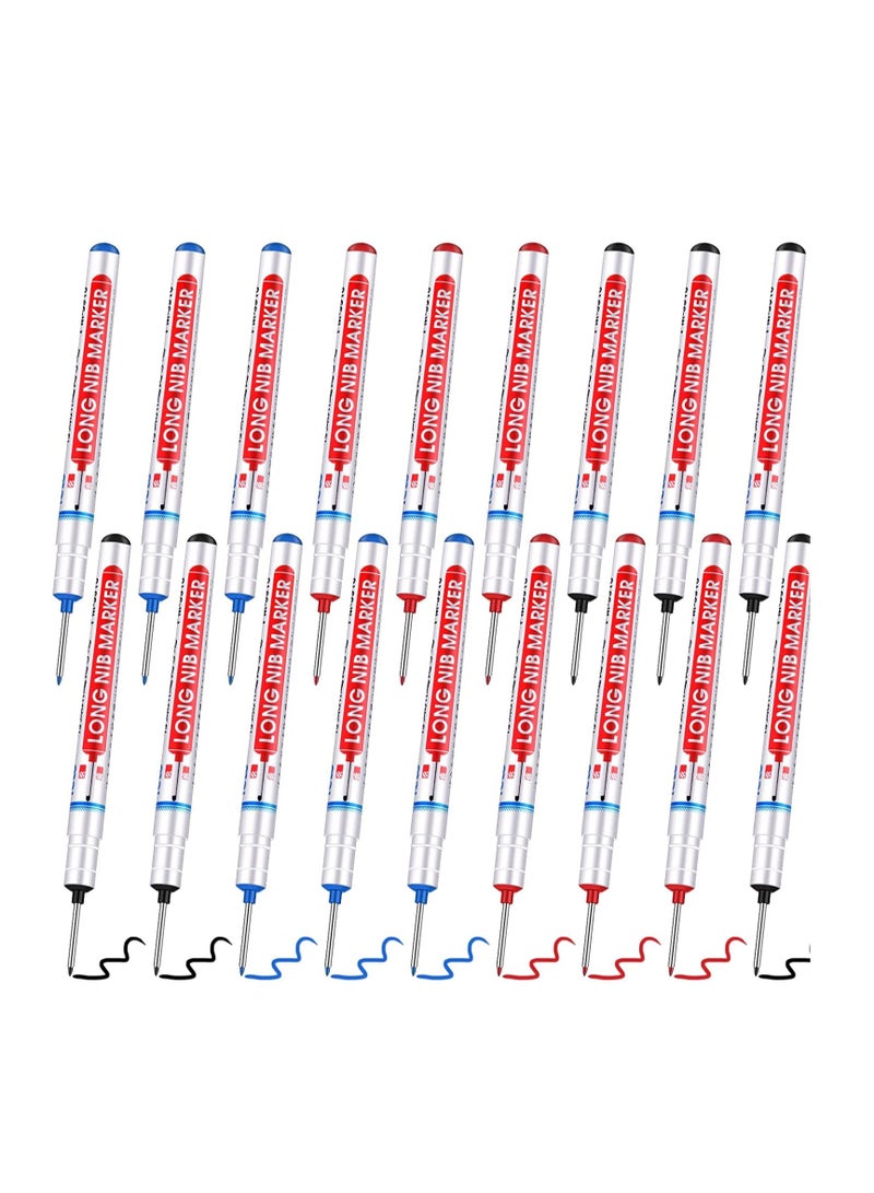 أقلام تعليم ثقوب عميقة متعددة الأغراض أقلام تحديد بأنف طويل حفر ثقوب عميقة قلم تمييز برأس طويل مقاوم للماء للأعمال الخشبية والأدوات والتزيين والبناء (18) - Image 1