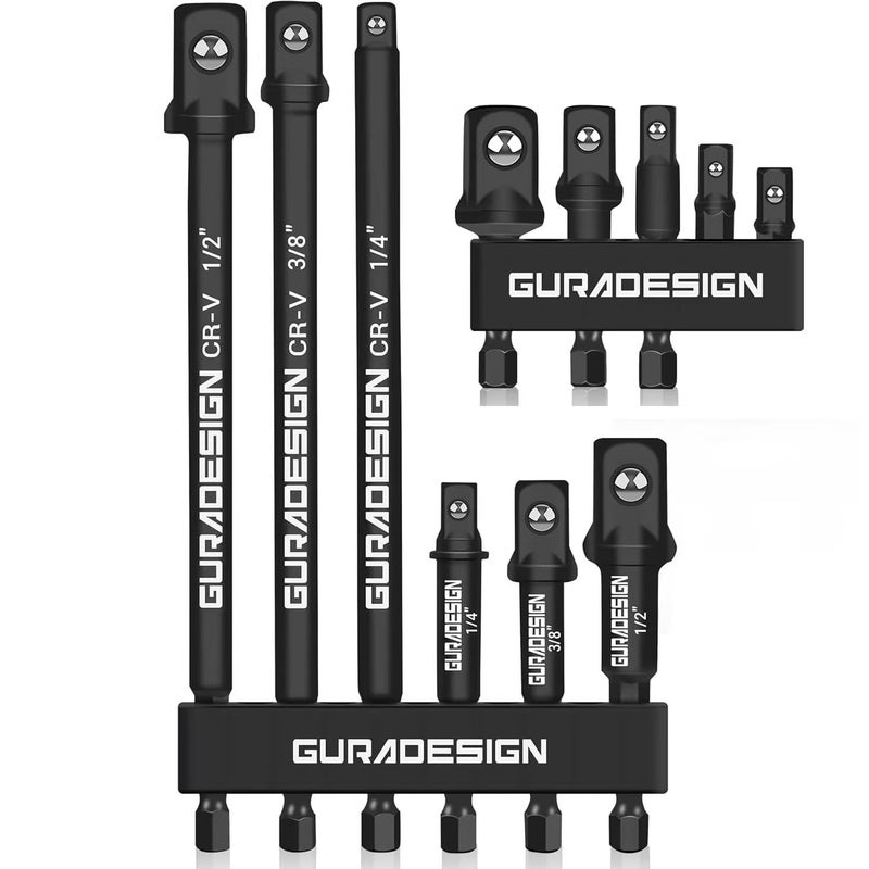 GURADESIGN 11Piece Impact Socket Adapter Set 36 Inch Hex Shank Drill Driver Adapter for 14 38 12 Impact Drivers