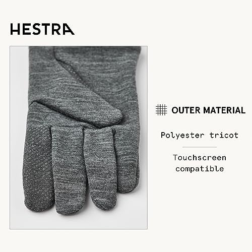 Hestra Touch Point Warmth Liner - Machine Washable, Touch Screen Compatible Liner for Additional Layering Or As A Thin Glove - Grey - 10 - Image 3