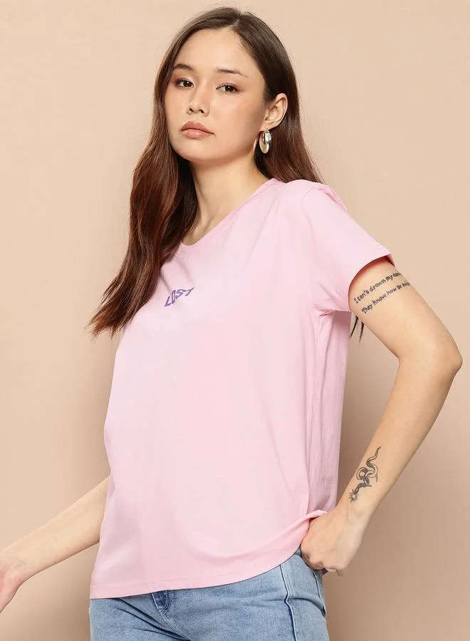 Difference of Opinion Women Boxy Slogan Print T-Shirt