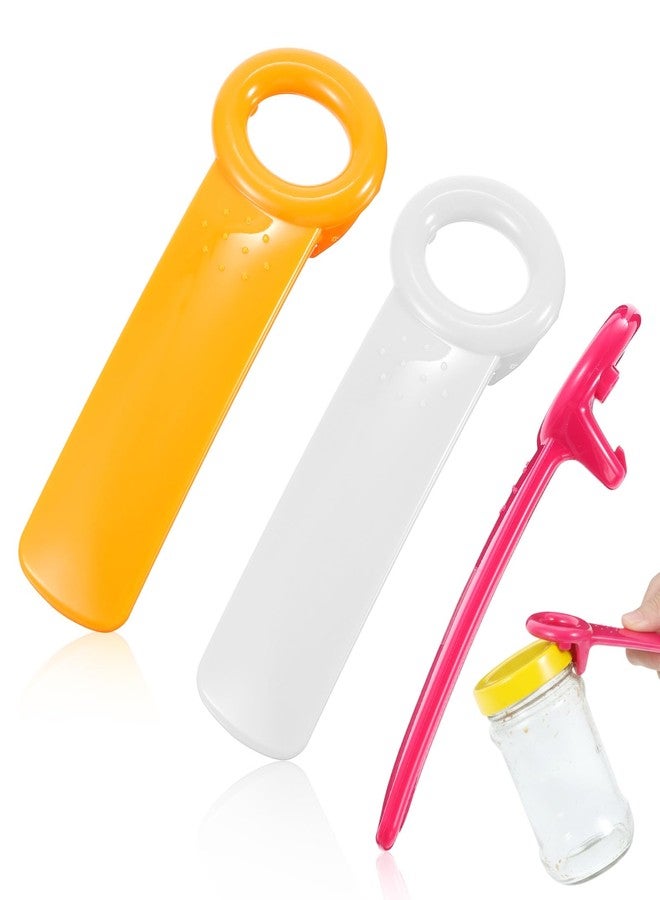 Thrymme 3PCS Jar Key Lid Opener, 5.51-Inch Jar Key for Seniors & Arthritis, Plastic Can Opener, Church Key Design for Sealed Lids (Rose Red, White and Orange) - Image 1
