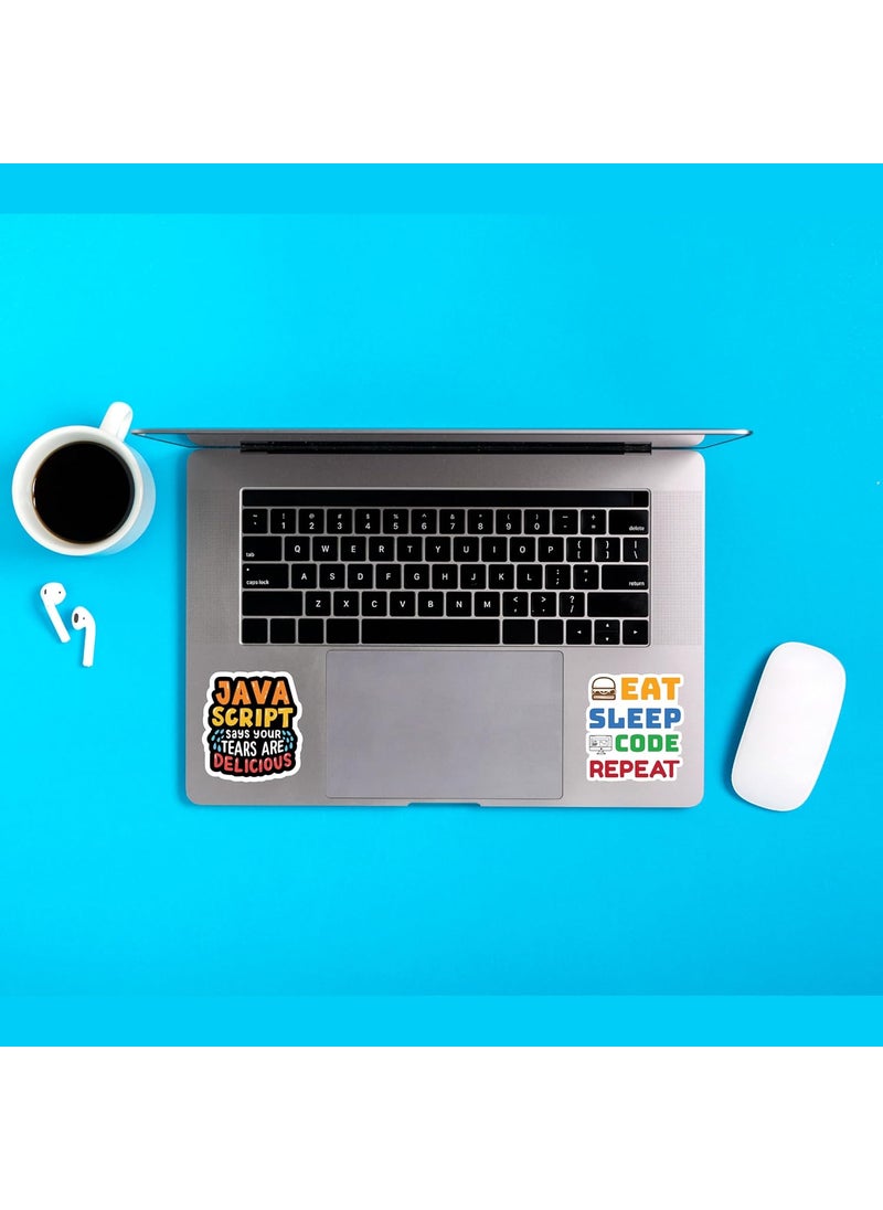 D2c D2C Programmer Coder Developer IT Professional Stickers Pack of 63 Glitter Finish Waterproof Stickers for Laptop Journal Scrapbook Diary Guitar Mobile  - Image 4