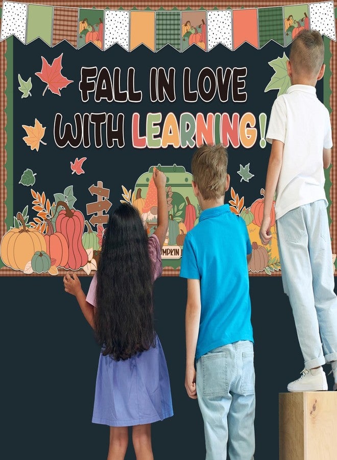 ojustbeok Thanksgiving Fall Gnome Classroom Bulletin Board Decorations Thanksgiving Pumpkin Paper Cutouts Fall in Love with Learning Decors for Autumn Pumpkin School Chalkboard Wall Decor Supplies - Image 4