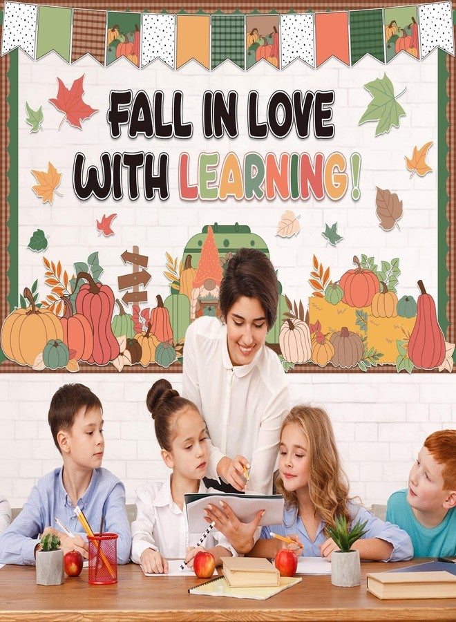 ojustbeok Thanksgiving Fall Gnome Classroom Bulletin Board Decorations Thanksgiving Pumpkin Paper Cutouts Fall in Love with Learning Decors for Autumn Pumpkin School Chalkboard Wall Decor Supplies - Image 5