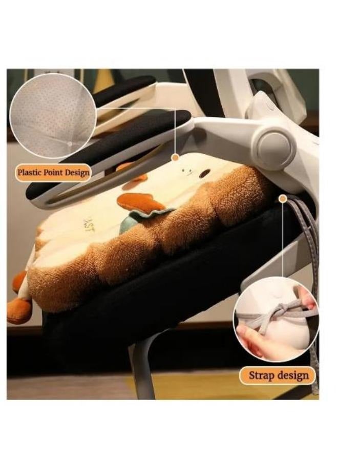 Chair Cushions Toast Cute Seat Cushion With Ties Office Chair Cushion With Anti Skid Particle Kids Chair Pads For Home Dinning Kitchen Desk Chair Toast Bread - Image 5