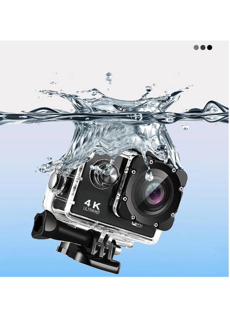 Generic - 4K Action Camera, Outdoor Waterproof Sports Camera, IPS Real Color Touchscreen Photography Camera, Adjustable View Angle WIFI Camera With Time Lapse Slow Motion, (1pc, Grey) - Image 1