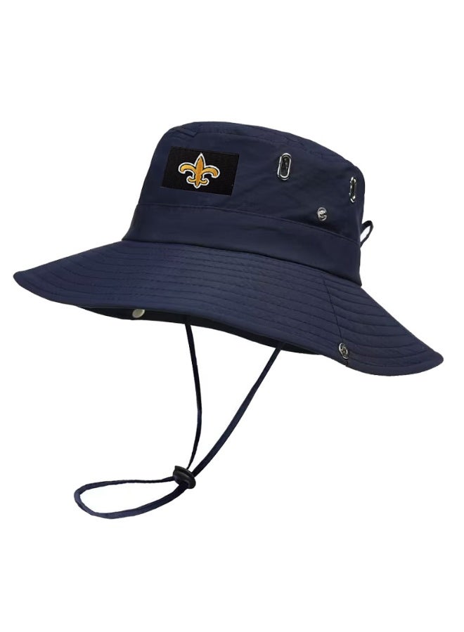 NFL New Orleans Saints Navy Boonie Bucket Hat - Official Team Logo Outdoor Sun Hat with Secure Fit for Fans