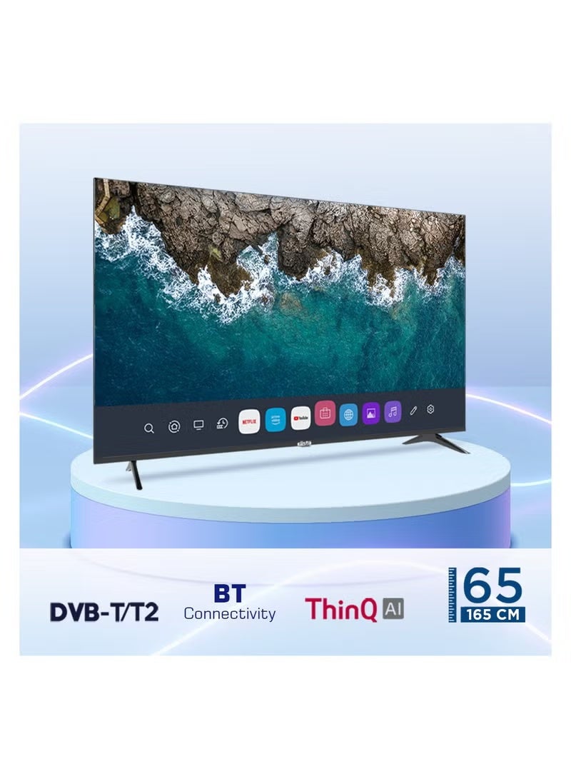 Elista تلفاز LED ذكي 65 بوصة 4K UHD | شاشة بدون حواف A+، منصة WebOS، جهاز تحكم سحري مع تحكم صوتي AI ThinQ، صوت دولبي، HDR10+ (165 سم) نموذج D65UHD4ELD - Image 4