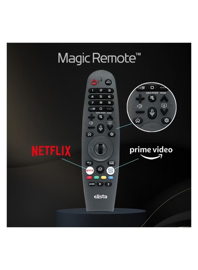 Elista تلفاز LED ذكي 65 بوصة 4K UHD | شاشة بدون حواف A+، منصة WebOS، جهاز تحكم سحري مع تحكم صوتي AI ThinQ، صوت دولبي، HDR10+ (165 سم) نموذج D65UHD4ELD - Image 2