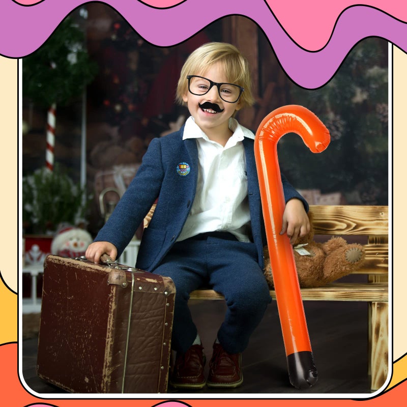 Zonon 2 Pcs Inflatable Walker and Cane Blow up Toy, Over The Hill Gag Gifts Cane Prop Funny Old Age Accessories for Little Teen 100th Day of School Retirement Dress up Party Decoration - Image 4