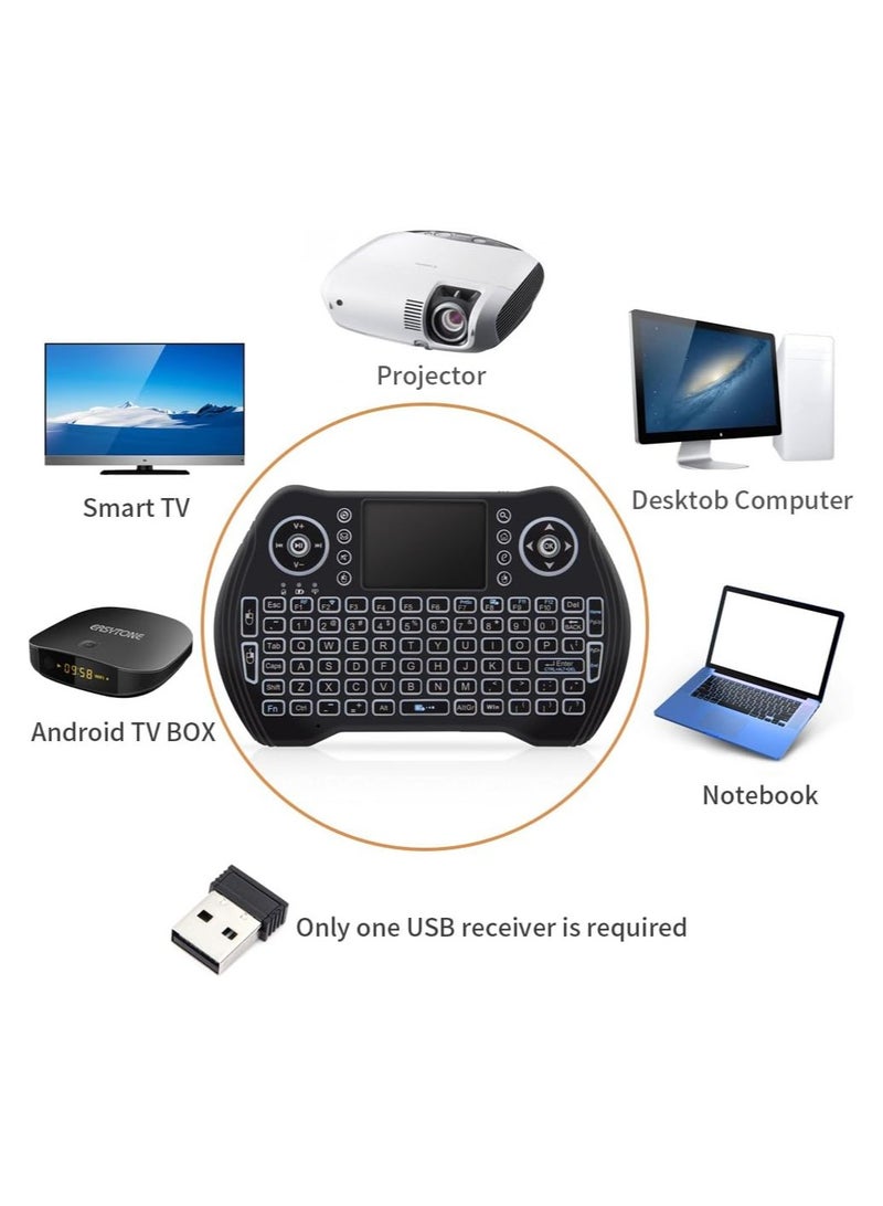 2.4G Wireless Keyboard with Touchpad Mouse, LED Backlit USB Mini Keyboard Multi-Media Handheld Android Box Remote Keyboard for Pc,Pad,Xbox 360, Ps3, Google...