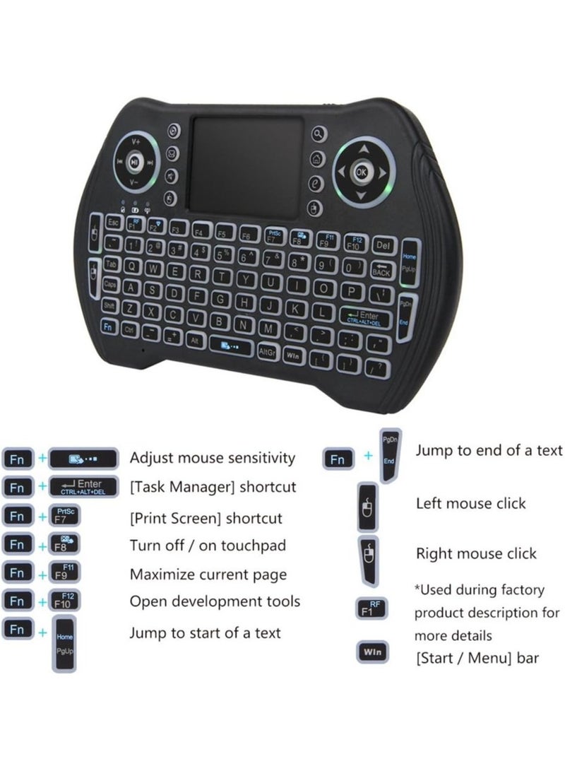 2.4G Wireless Keyboard with Touchpad Mouse, LED Backlit USB Mini Keyboard Multi-Media Handheld Android Box Remote Keyboard for Pc,Pad,Xbox 360, Ps3, Google...