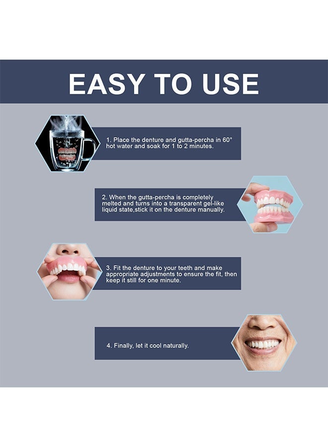 1 Pack Temporary Denture Repair Kit, Professional Dental Kit with Dental Beads, Natural Fake Teeth Veneers for Tooth Protection Home Dental Emergency Use - Image 2