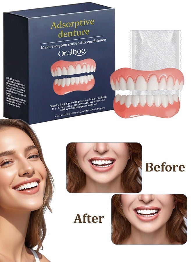 1 Pack Temporary Denture Repair Kit, Professional Dental Kit with Dental Beads, Natural Fake Teeth Veneers for Tooth Protection Home Dental Emergency Use - Image 1