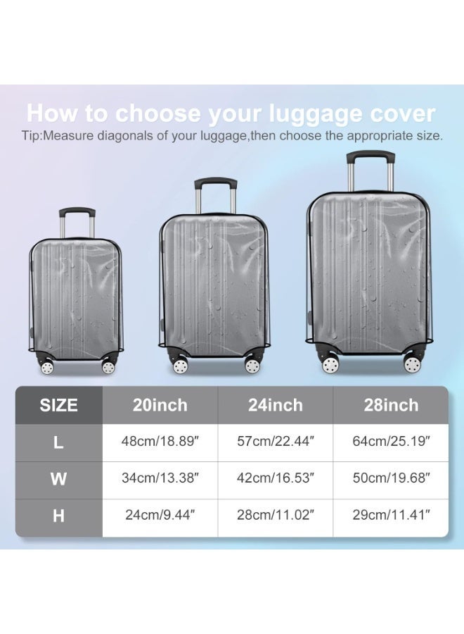 KINGMAZI 3 Pieces Thicken Clear Luggage Cover Protector, 20" 24" 28" PVC Luggage Covers for Suitcase Waterproof Dustproof Anti-scratch Travel Suitcase Covers Case for Wheeled Luggage - Image 5