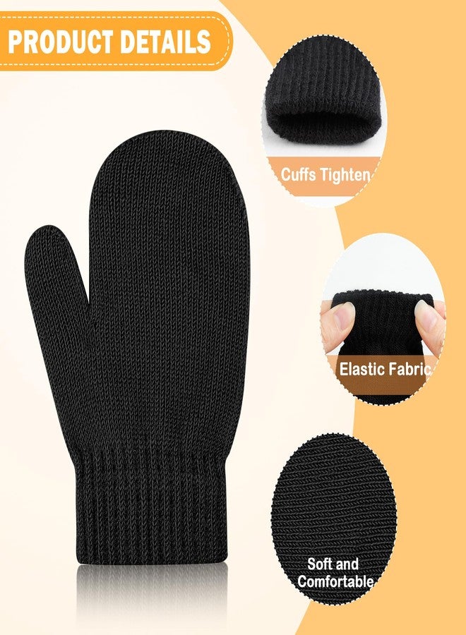 ONESING 12 Pairs Toddler Mittens Kids Knit Warm Mittens Children Solid Winter Gloves for Baby Girls Boys Multicolor1 4-6 - Image 3
