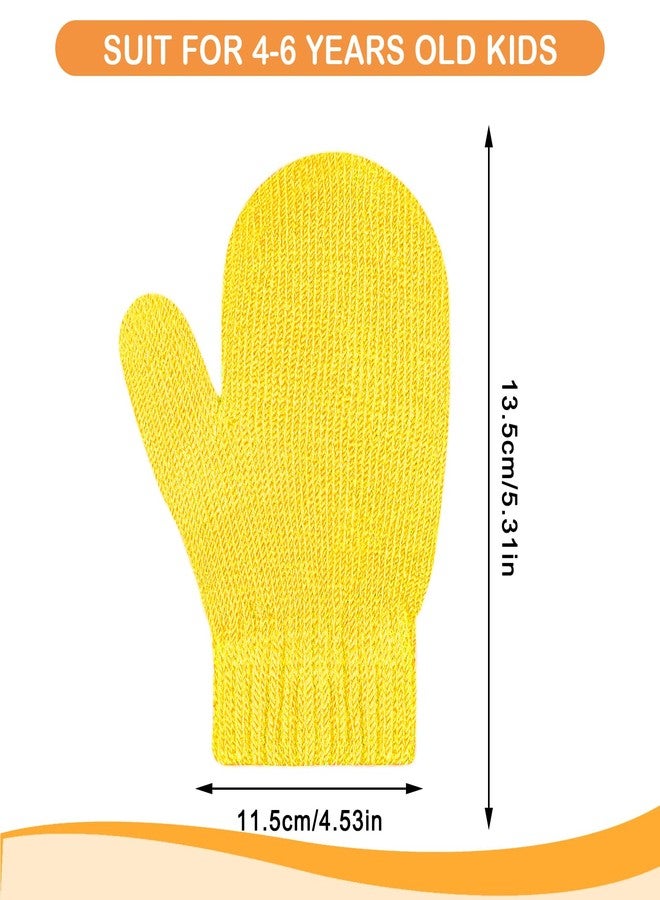 ONESING 12 Pairs Toddler Mittens Kids Knit Warm Mittens Children Solid Winter Gloves for Baby Girls Boys Multicolor1 4-6 - Image 2