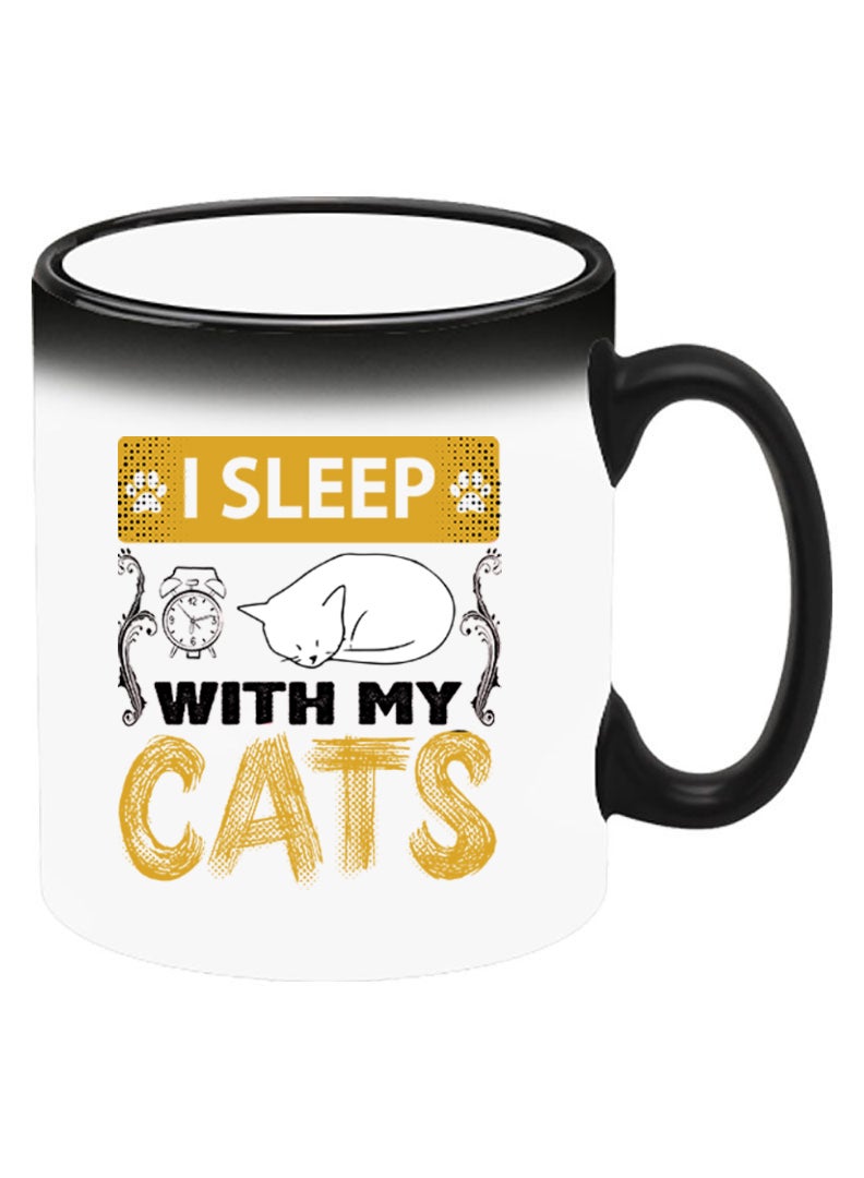 Theodor Color Changing Heat Sensitive Ceramic Mug, Image Revealed When HOT Liquid is Added! I sleep with my cats black - Image 2