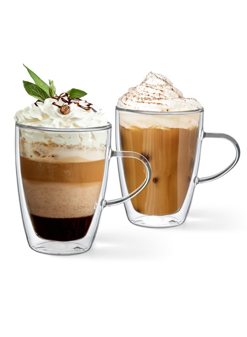 Fissman 2-Piece Double Wall Mugs 350 ml Borosilicate Glass - Image 1