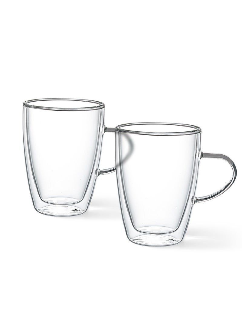 Fissman 2-Piece Double Wall Mugs 350 ml Borosilicate Glass - Image 2