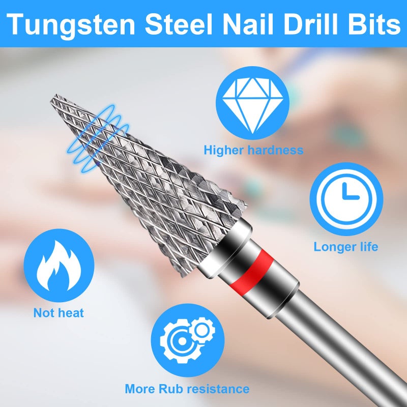 Diesisa 2 Pack Nail Drill Bits for Acrylic Nails, 3/32" Shank Drill Bits for Nails Professional Electric Nail Drill Bits for Home Salon/Fine+Medium Nail Bits - Nib - Image 2