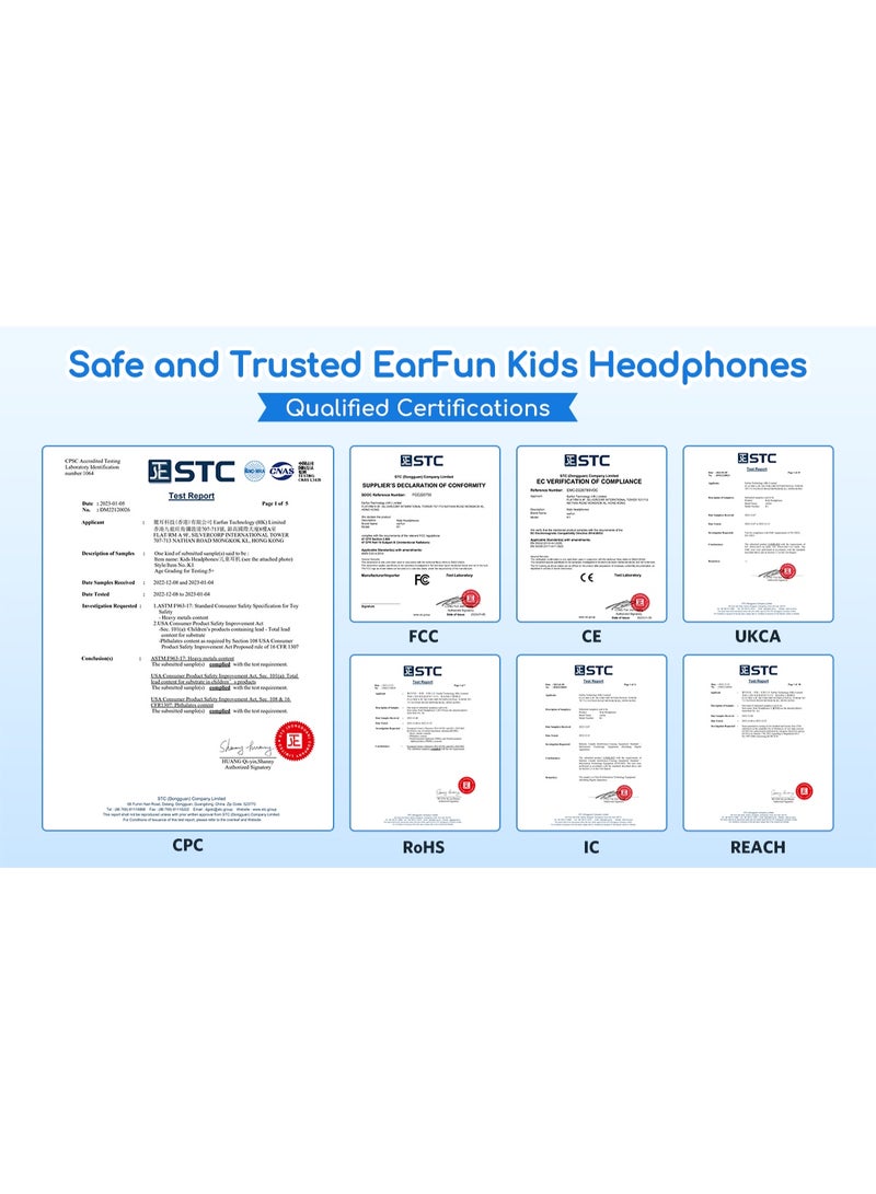 إيرفن سماعات EarFun Kids للأطفال مزودة بميكروفون، سماعات سلكية بحد أقصى لمستوى الصوت 85/94 ديسيبل، خاصية مشاركة الصوت، صوت ستيريو، عصابة رأس قابلة للتعديل، مناسبة للمدرسة والسفر والهاتف والتابلت. - Image 4