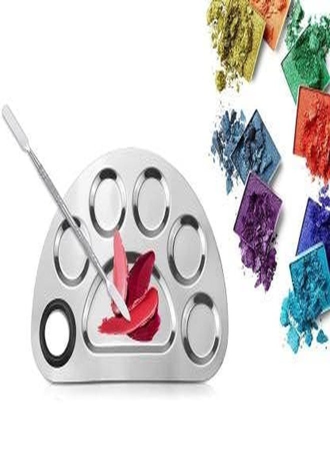 AKADO Stainless steel cosmetic makeup mixing plate with spatula tool 7 dip for women and girls - Image 1