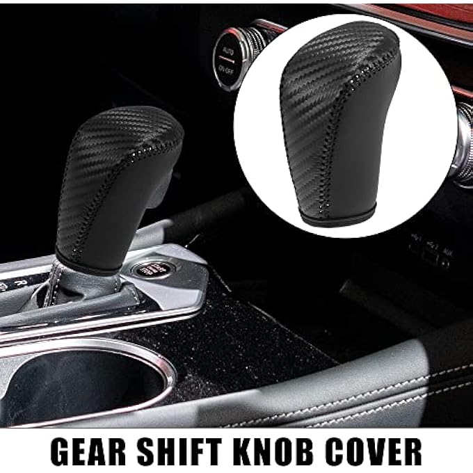 rayihni X AUTOHAUX Car Faux Leather Carbon Fiber Black Gear Shift Knob Cover for Nissan Altima 20192021 Sentra 20202021 Kicks 20182021 Versa 20202021 Black Line - Image 3