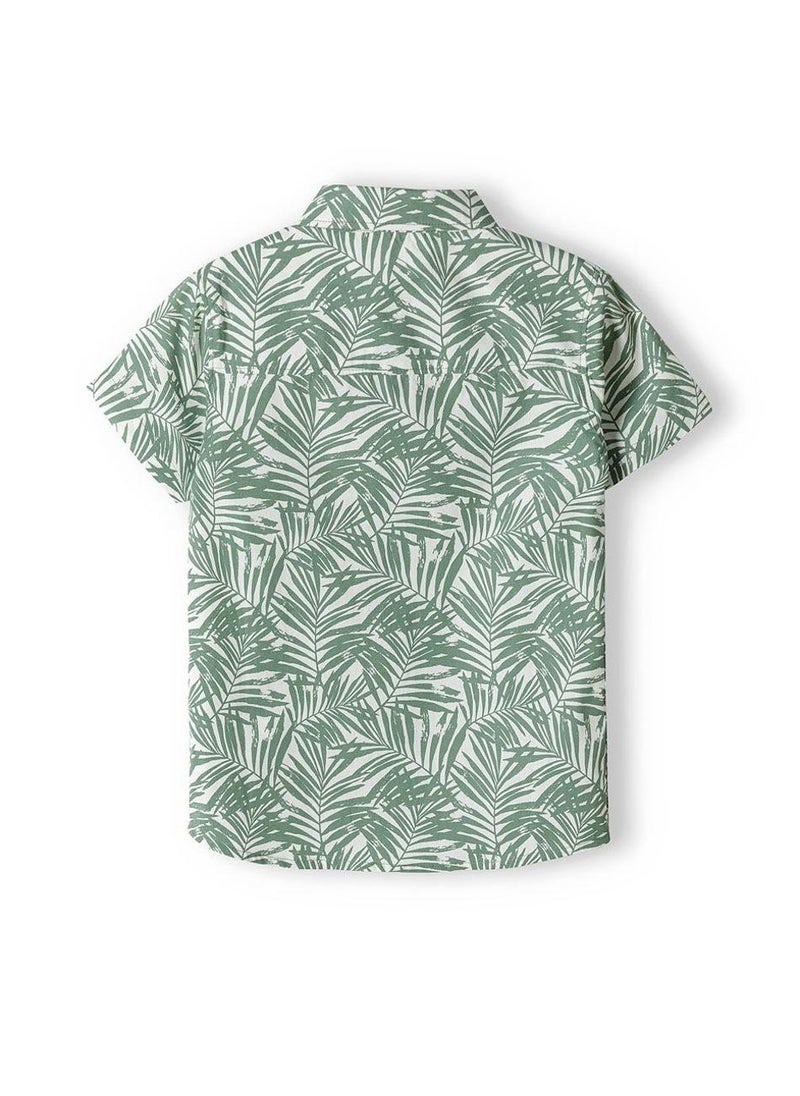 MINOTI Boys Short Sleeve Shirt with Palm Print and Button Front  - Image 3