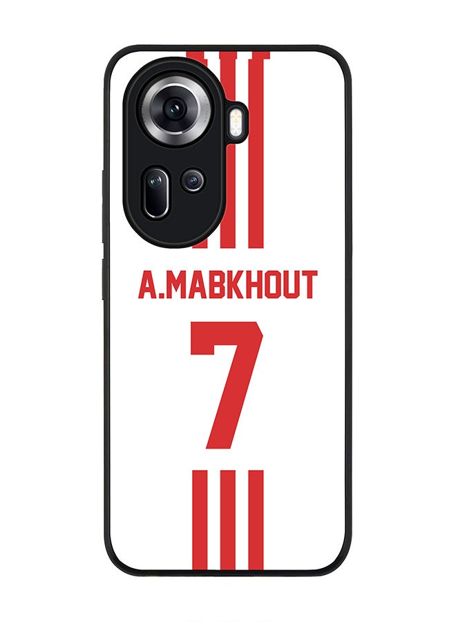 Stylizedd Rugged Black Edge Case for Oppo Reno11, Slim fit Case Flexible Anti Drop TPU Gel Thin Cover -  Football Team - UAE, Player Name - A.Mabkhout - Image 1