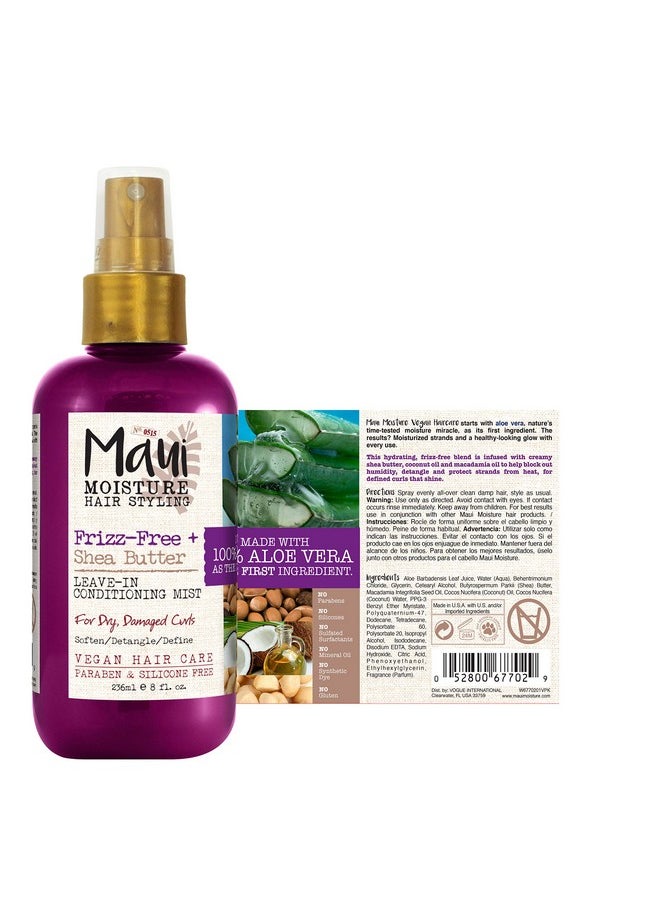 MAUI MOISTURE Frizzfree + Shea Butter Leavein Conditioning Mist Curly Hair Styling No Drying Alcohols Parabens Or Silicone 8 Fl Oz  - Image 3