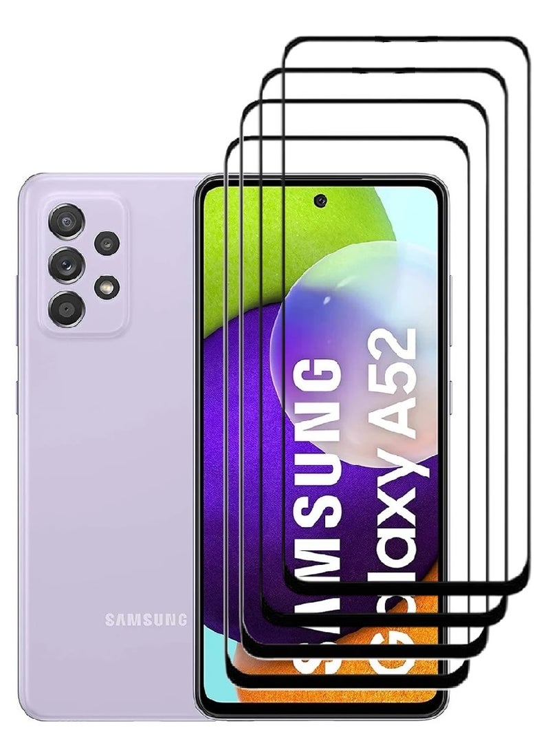 AINA 4 Pieces Tempered Glass Screen Protector 5D Designed For Samsung Galaxy A52 Full Glue Edge to Edge Full Screen Coverage And Bubble Free - Image 1