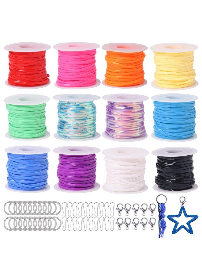 Candygirl Lanyard String, 12 Rolls Gimp String Plastic Lacing Cord Elastic String For Bracelet Keychains Boondoggle Making Kit Diy Craft Weaving Kit For Adult Kids Girls（787 Feet） - Image 1