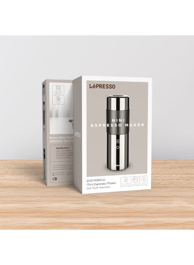ليبرسو ماكينة صنع قهوة إسبريسو صغيرة مع وقت تحضير سريع وفولاذ مقاوم للصدأ / تشغيل بجهد مزدوج / تصميم مضاد للحروق / سعة  150 مل / طاقة مقدرة  180وات - فضي - Image 4