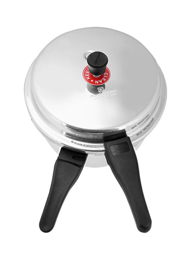 Royalford 3 L + 5 L Aluminum Pressure Cooker Combo-Equipped with Multi-Safety Device and Pressure Indicator| Durable Aluminum Alloy Construction with Firm Handles| Non-Induction Base, Compatible with Gas, Electric, Ceramic and Halogen Cooktops| Silver Silver 5.0Liters - Image 5