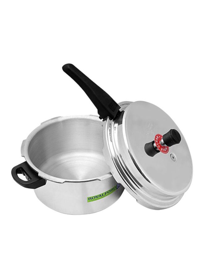 Royalford 3 L + 5 L Aluminum Pressure Cooker Combo-Equipped with Multi-Safety Device and Pressure Indicator| Durable Aluminum Alloy Construction with Firm Handles| Non-Induction Base, Compatible with Gas, Electric, Ceramic and Halogen Cooktops| Silver Silver 5.0Liters - Image 4