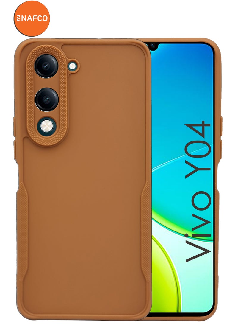 NAFCO Side Protective Bumper Silicone Case with Extra Frame Protection Compatible For Vivo Y04 - Light Orange  - Image 1