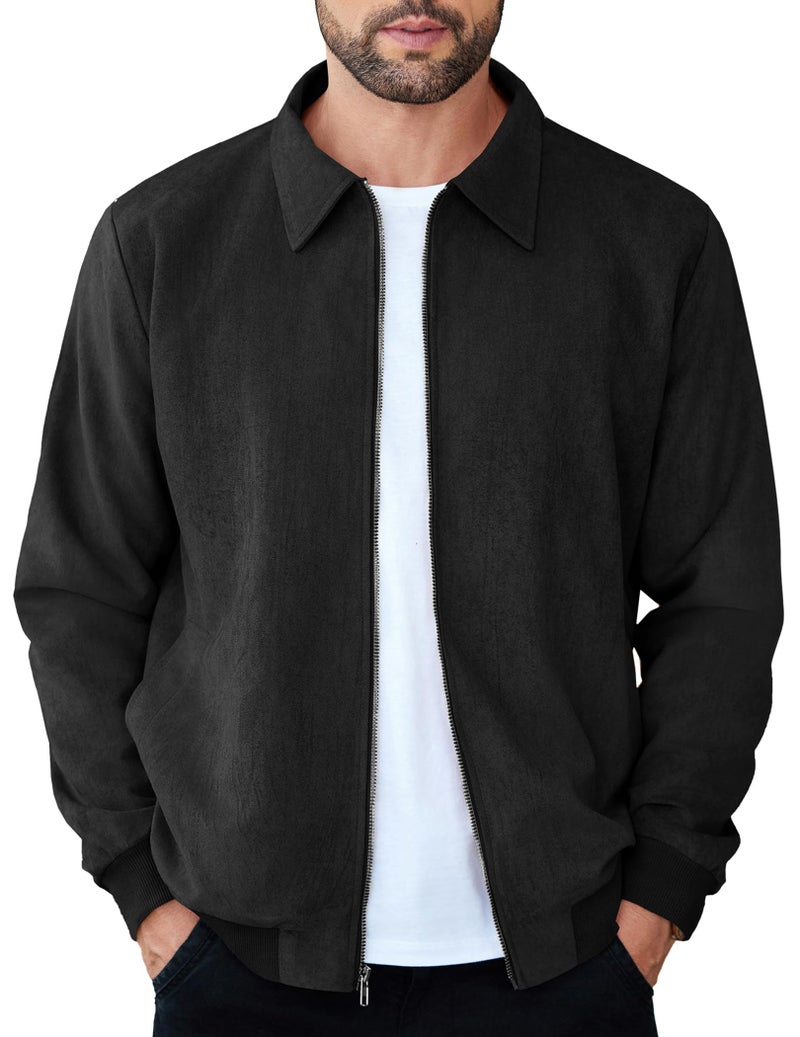 COOFANDY Mens Casual Lapel Motorcycle Bomber Jacket Leather Biker Jacket - Image 2