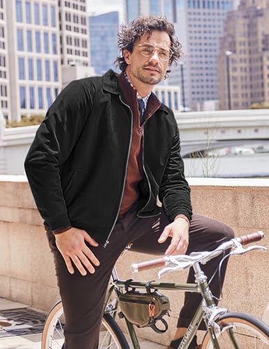 COOFANDY Mens Casual Lapel Motorcycle Bomber Jacket Leather Biker Jacket - Image 3
