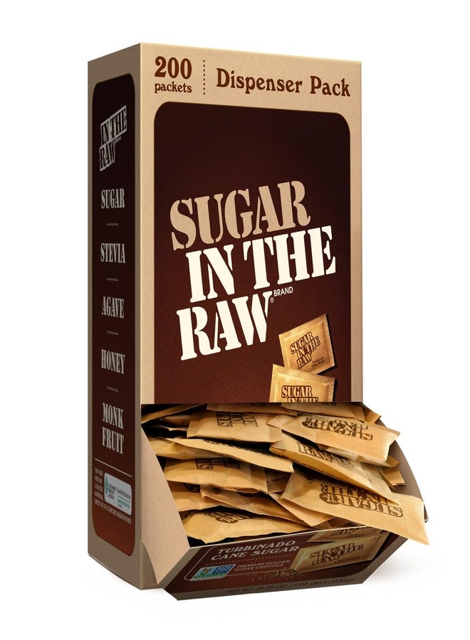 IN THE RAW Sugar Granulated Turbinado Cane Sugar On Go Packet, Pure Natural Sweetener, Hot & Cold Drinks, Coffee, Cooking, Baking, Vegan, Gluten-Free, Non-GMO, 200 Count Packets (1-Pack) - Image 1
