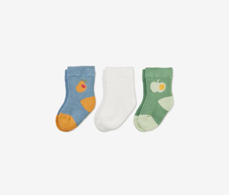 Tchibo 3 Pairs of Baby Socks, Olive and White and Petrol  - Image 2