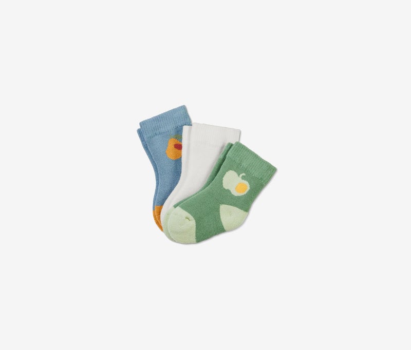 Tchibo 3 Pairs of Baby Socks, Olive and White and Petrol  - Image 1