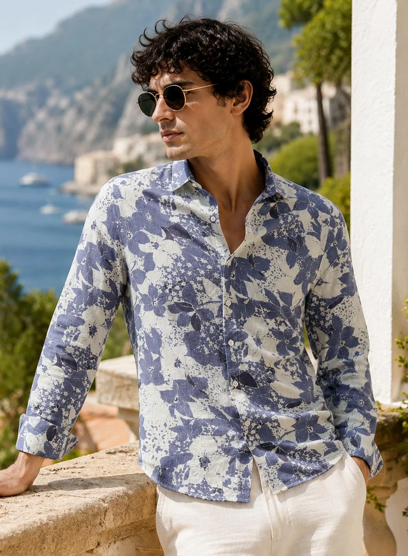 CAHOOT Men's Multi Floral Regular Shirt For Casual Wear | Collared Neck | Long Sleeve | Button Closure | Cotton Shirt Crafted With Comfort Fit For Everyday Wear (122201)